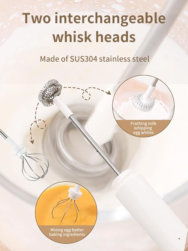 NEUTRAL Electric Milk Frother，Rechargeable Milk Frother Handheld，with Stainless Balloon Whisk，With stand，Foamer For Cappuccino, Lattes，Creamy Coffee，Hot Chocolate