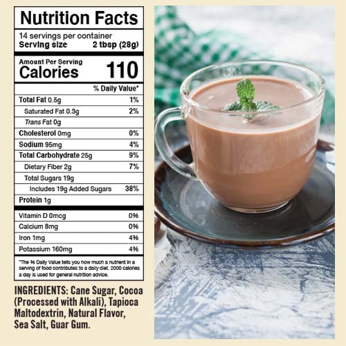 Natural Hot Chocolate Mix Variety Pack - Dairy-Free, Vegan Complete Mixes - Just Add Water - Pack of 2 (Classic Caramel Dark Chocolate & Marvelous Mint Dark Chocolate) 14 oz Each