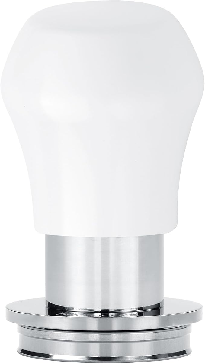 Normcore 45.5mm Coffee Tamper V4.1 Mini, Spring-Loaded Espresso Tamper with Click Feedback, Flat Base with Silicone Stand for Flair Pro, Pro 2, White