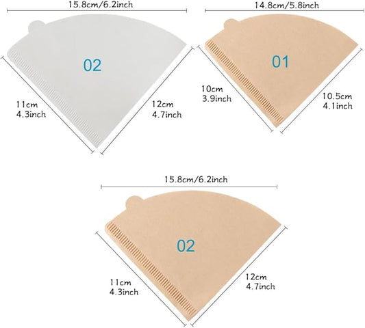 YQL Coffee Filter Paper,Size02 200 Count Natural Unbleached Disposable Coffee Filters Paper Fit for Drip Coffee Dripper