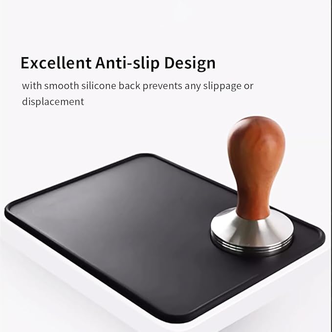 Acoeitl Non-Slip Silicone Espresso Coffee Tamper Mat 5.9x7.87inch Coffee Powder Pad Coffee Press Counter Mat Espresso Machine Tamp Mat Tamping Mat for Barista Tools and Accessories (Black）