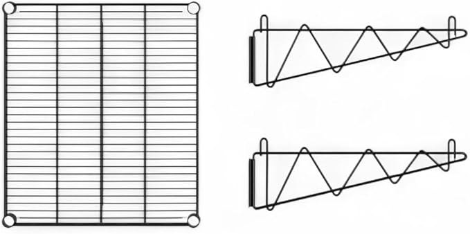 18" x 24" Black Wall-Mounted Wire Shelf with Epoxy Coating, Heavy-Duty Steel Storage Rack, NSF Certified, Easy Installation, Open Wire Design for Kitchen, Garage, or Utility Storage