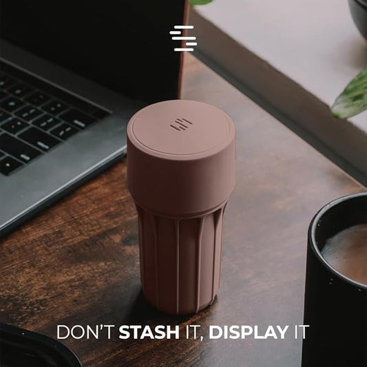 Staze Air Tight Smell Proof Container (148ml) – Vacuum Seal Stash Jar with UV Protection, Waterproof Food Storage Canister, Portable Small Smell Proof Jar for Coffee, Herb, Spice & Gummies - (CLAY)