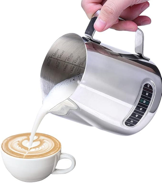 Milk Pitcher, Dailyart Stainless Steel Milk Frothing Pitcher with Thermometer for Coffee, Cappuccino,Espresso,Latte Art(600ml/20oz)