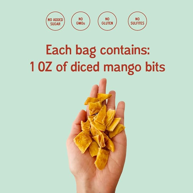 Oso Snacks Dried Mango Bits| 1 Oz Bag - Grab & Go Snack | No Sugar Added | No Preservatives | 100% Fruit | No GMO | Simply Fruit. Simply Delicious.