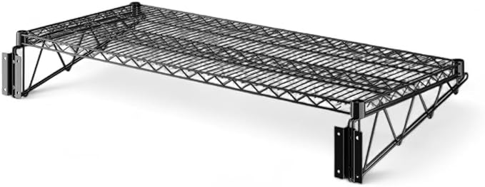 24" x 48" Black Wall-Mounted Wire Shelf with Epoxy Coating, Heavy-Duty Steel Storage Rack, NSF Certified, Easy Installation, Open Wire Design for Kitchen, Garage, or Utility Storage