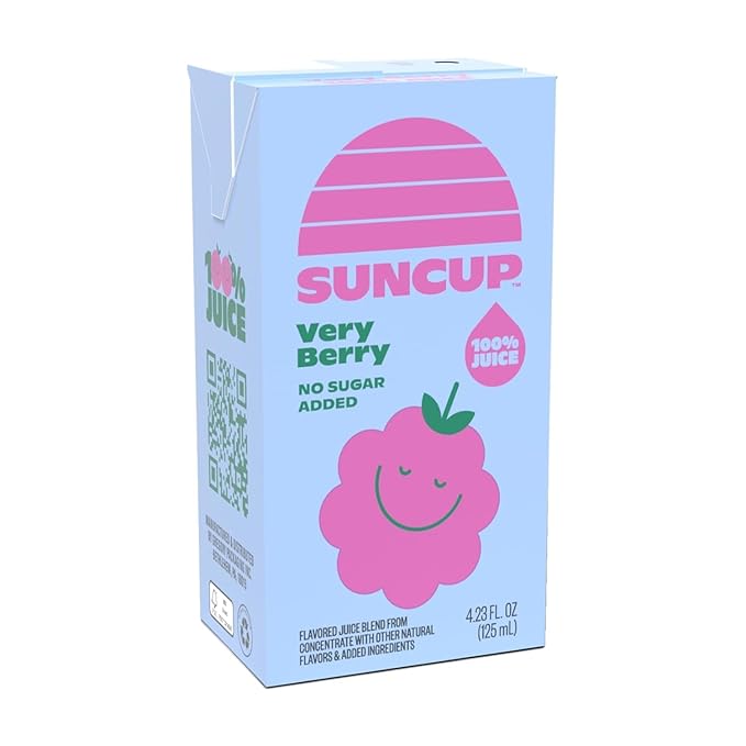 SunCup Juice - Very Berry (40 Pack) 4.23 oz Juice Box with Straw | 100% Very Berry Blend for Kids, Bulk Pack for School Lunches, Snacks, Classrooms, Travel, Parties, Sports Teams, and Everyday Drinks
