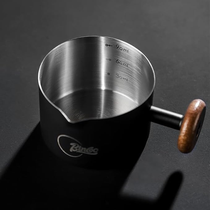 Bincoo Espresso Measuring Cup - Stainless Steel Coffee Dosing Cup 90ml/3oz with Handle & Scale,Perfect for Espresso Extraction & Coffee Beans, Barista Accessories for Coffee Lovers