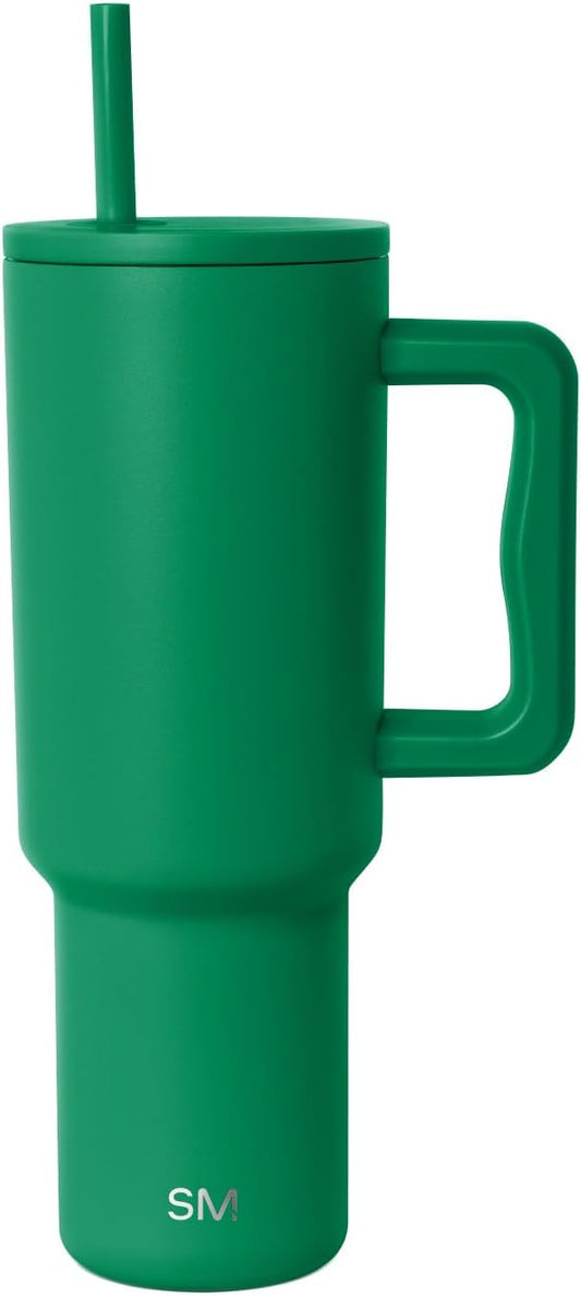 Simple Modern 40 oz Trek Tumbler with Handle and Straw Lid | Cup Holder Friendly Insulated Stainless Steel Travel Mug | Kelly Green