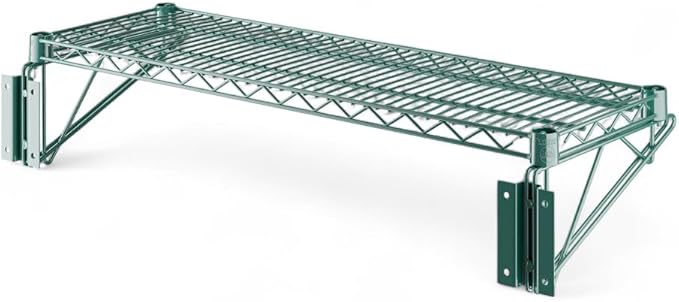 14" x 36" Green Wall-Mounted Wire Shelf with Epoxy Coating, Heavy-Duty Steel Storage Rack, NSF Certified, Easy Installation, Open Wire Design for Kitchen, Garage, or Utility Storage
