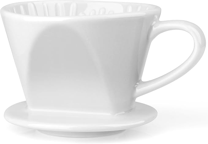 Pour Over Coffee Maker, Ceramic Pour Over Coffee Dripper, Manual Brew Maker, White Kitchen Decor and Accessories, Single Cup Porcelain Slow Brewing Accessories for Cafe Coffee Bar