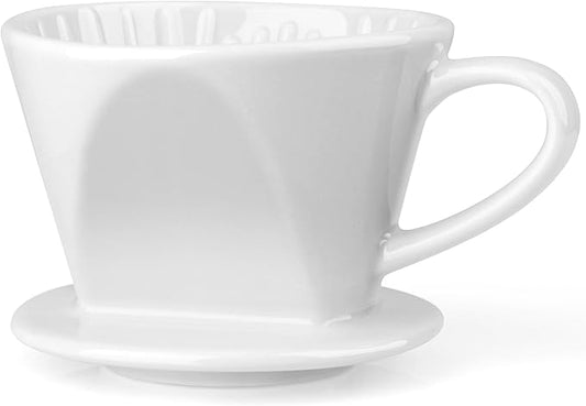 Pour Over Coffee Maker, Ceramic Pour Over Coffee Dripper, Manual Brew Maker, White Kitchen Decor and Accessories, Single Cup Porcelain Slow Brewing Accessories for Cafe Coffee Bar
