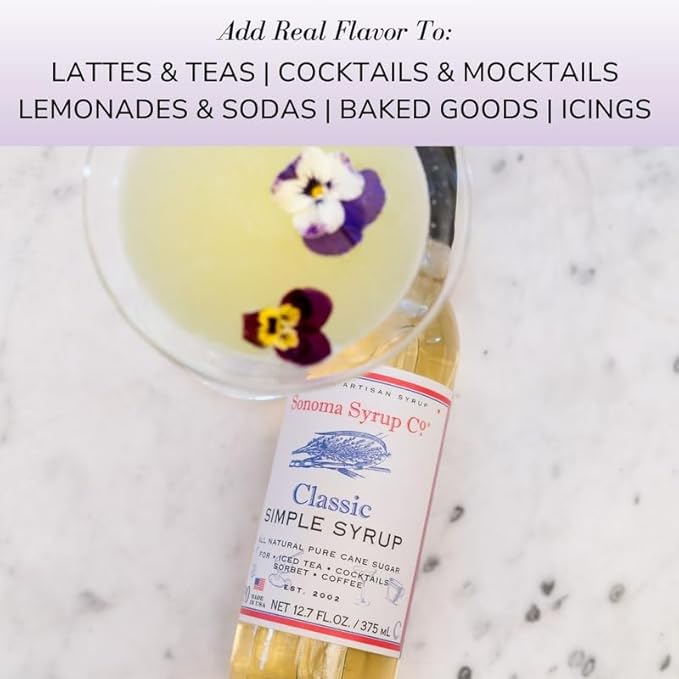 Sonoma Syrup Co. Classic Simple Syrup 25.4 fl oz | for Coffee, Cocktails, and Cooking | Hand Crafted in the USA