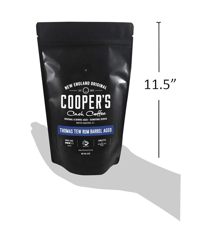Rum Barrel Aged Coffee - Single Origin Rwanda Coffee Beans Aged in Thomas Tew RUM Barrels - 5lb Bags, Ground Coffee