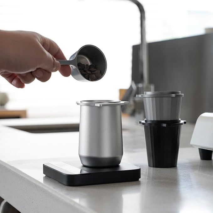 watchget 54mm Dosing Cup Espresso Coffee Dosing Cup Fits 54mm Breville Portafilters Aluminum Espresso Coffee Accessory Matte Silver