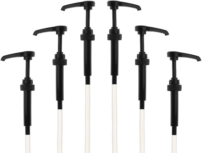 Black Coffee Syrup Pump for 750 ml Bottles (Pack of 6) - Fits Upouria, Torani Syrups, Davinci, (Monin 1 Liter Plastic Bottle Only), and Jordan's Skinny Syrups