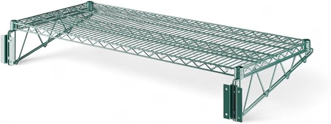 24" x 48" Green Wall-Mounted Wire Shelf with Epoxy Coating, Heavy-Duty Steel Storage Rack, NSF Certified, Easy Installation, Open Wire Design for Kitchen, Garage, or Utility Storage