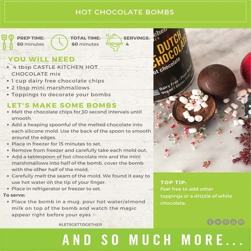 Castle Kitchen Sugar Free Double Dutch Dark Hot Chocolate (6 Pack) Premium Plant Based, Dairy Free, Gluten-Free, Vegan Hot Coca Mix - Just Add Water - 14 oz Can