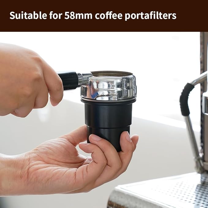 watchget 58mm Dosing Cup Espresso Coffee Dosing Cup Compatible with 58mm Portafilters Plastic Espresso Dosing Cup Coffee Machine Accessories, Frosted Black