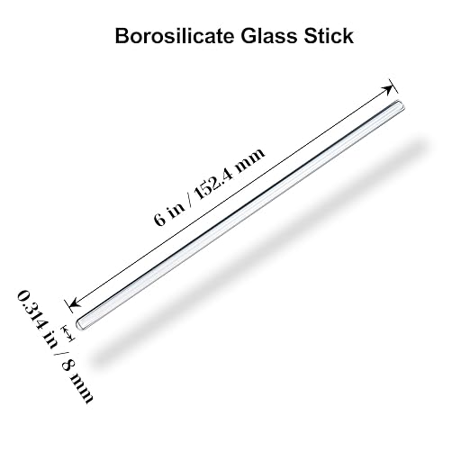 15 Pack Glass Stirring Rods: Diameter 0.314 inch Length 6 inch Glass Stir Sticks, Borosilicate Glass Stirring Rod for Mixing Lab