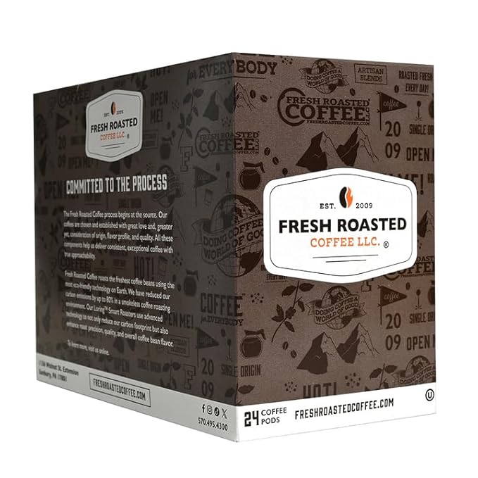 Fresh Roasted Coffee, Mocha, Flavored Coffee Pods, 24 Count