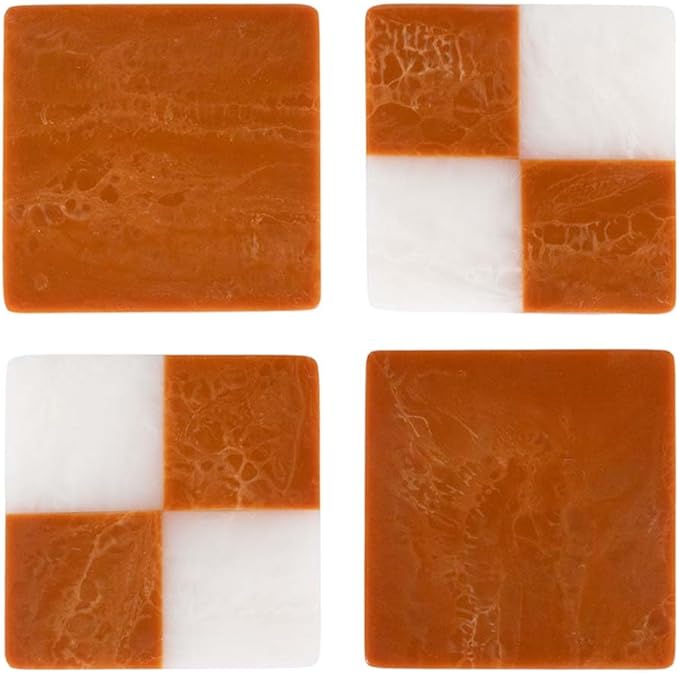 Folkulture Checkered Rust Resin Coasters Set of 4 | Waterproof Drink Coasters for Coffee Table & Bar | Rustic Boho Home Décor | Housewarming & Valentine Gifts