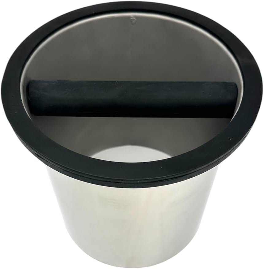 Rattleware Stainless Steel Open Bottom Knock Box Chute – Heavy-Duty Espresso Disposal Bin with Welded Rubber Bar – Fits Coffee Stations, Cafe, Restaurant, Hotel, or Home Use (6.25" x 7.5")