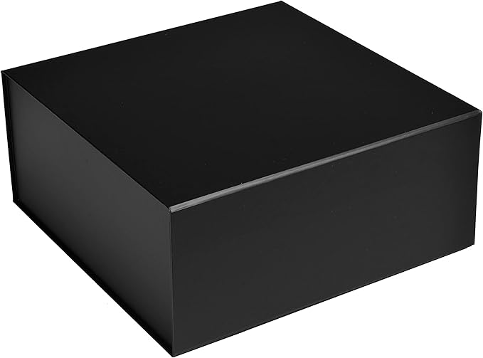 CECOBOX - Gift Boxes with Lids for Presents 8"x8"x3.1" - Matte, Collapsible Magnetic Closure Gift Box - Groomsmen & Bridesmaid Proposal Boxes, Wedding, PR, Birthdays, Holidays (Black)