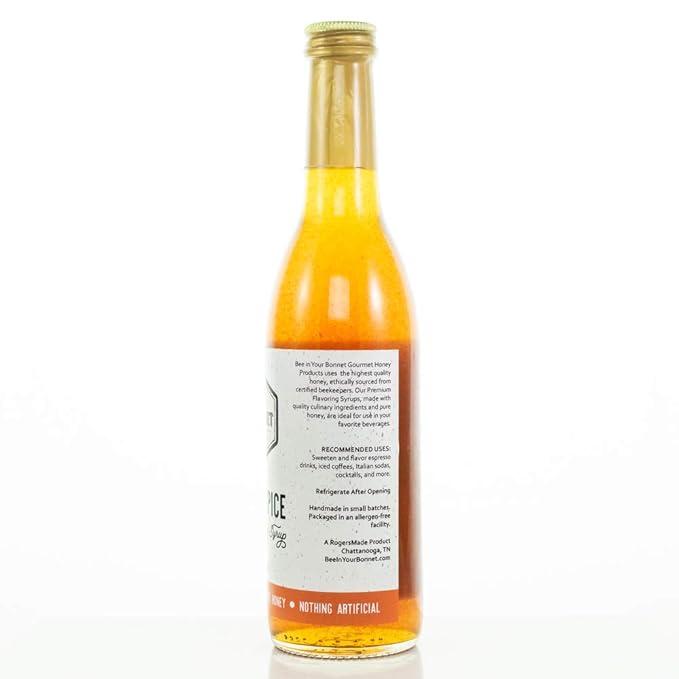 Bee in Your Bonnet Premium Flavoring Syrup - Made with Real Honey & Natural Ingredients - Perfect for Coffee Flavoring, Cocktails & Drinks - Pumpkin Spice Flavoring - 355ml / 12 Ounce Bottle