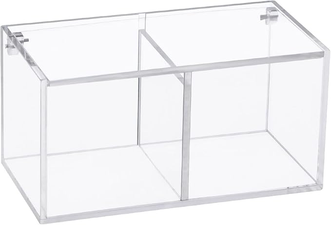 Yeeco Clear Acrylic Capsule Holder with Lid 2 Section Plastic Drawer Box Organizer 5.1”×2.6”×2.6”2 Compartments Desk Cube Containers for Jewelry，Candy，Coffee，Make Up Accessories