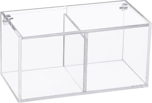Yeeco Clear Acrylic Capsule Holder with Lid 2 Section Plastic Drawer Box Organizer 5.1”×2.6”×2.6”2 Compartments Desk Cube Containers for Jewelry，Candy，Coffee，Make Up Accessories