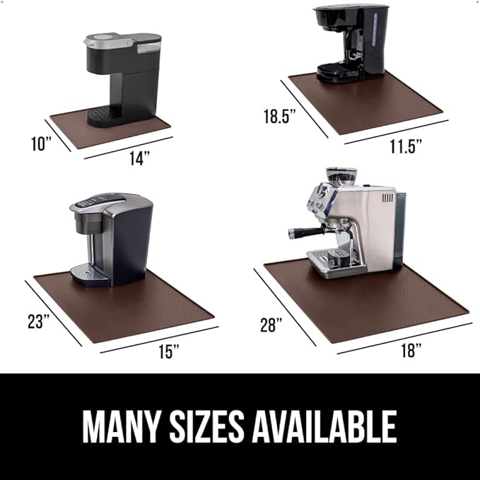 GORILLA GRIP Silicone Coffee Mat, 18x28, Espresso Machine Bar Accessories, Keep Kitchen Counters Clean, Stays in Place, Waterproof and Heat Resistant Dish Drying Mats, Home Decor Essentials, Brown