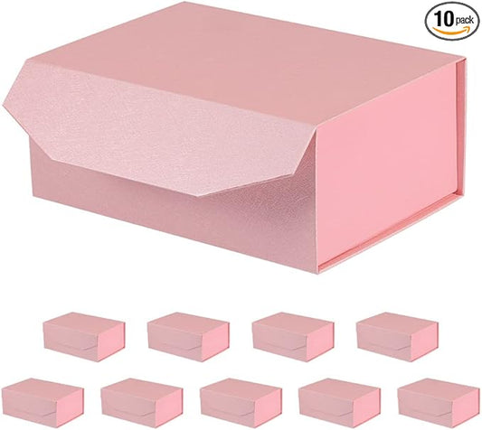 10 Small Pink Gift Boxes 9.5x7x4 Inches, Magnetic Gift Box with Lid for Gift Packaging, Wholesale gift boxes for Presents (Matte Pink, Straw Texture, 10pcs/pack)