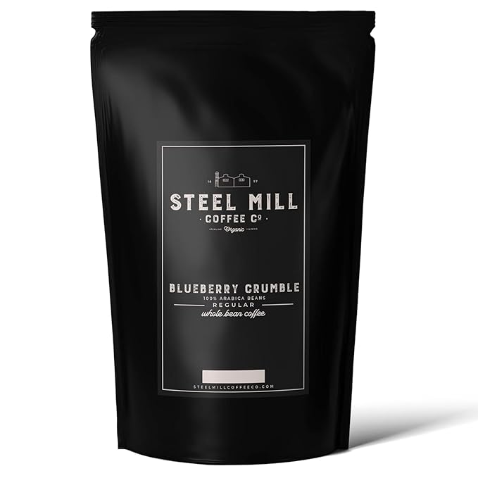 Steel Mill Coffee Co. Blueberry Crumble Flavored Coffee - Ground, 2lb, Medium Roast, 100% Arabica, Vegan, Gluten-Free, Sugar-Free