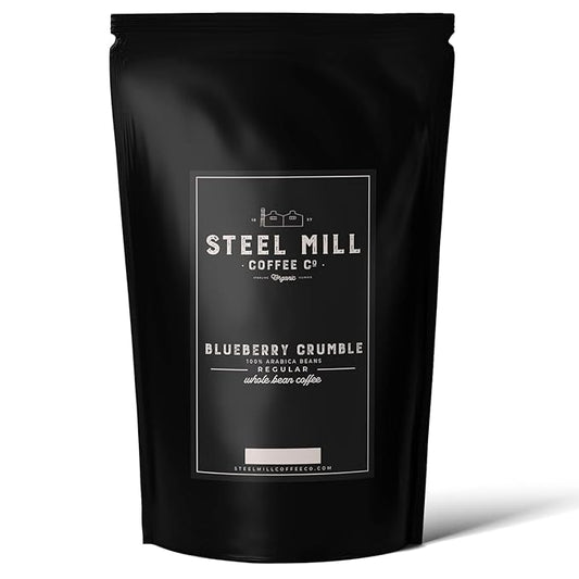 Steel Mill Coffee Co. Blueberry Crumble Flavored Coffee - Ground, 2lb, Medium Roast, 100% Arabica, Vegan, Gluten-Free, Sugar-Free