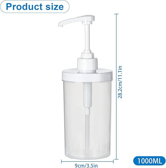 Uceoo Coffee Syrup Dispenser, Plastics Syrup Bottle with Plastic Pump, 33.8 Oz Large Capacity Circular Syrup Pump Dispensers for Coffee Bar, Simple Pump Bottle for Honey, Condiments, Salad Dressings