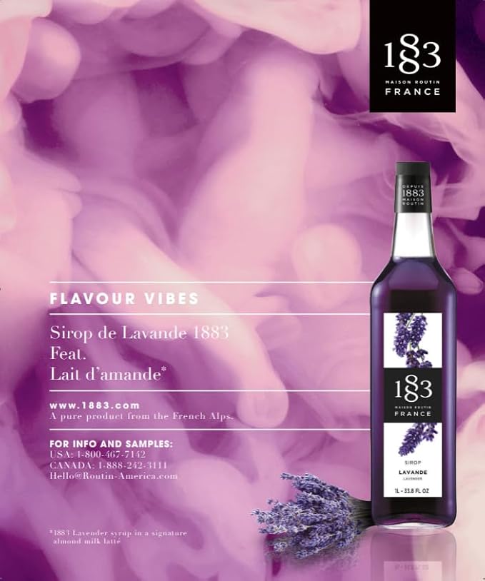 1883 Maison Routin Syrup for Drinks, Made in France, (33.8 Fl Oz, Lavender-)