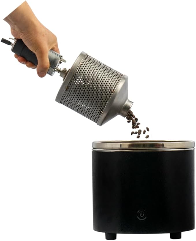 KALDI Mini Home Coffee Gas Roaster - 200g Capacity, Choice of Manual Handle or Motor Drive, Hopper/Sampler as option, Gas Burner Required (Motorized, Full-Package)