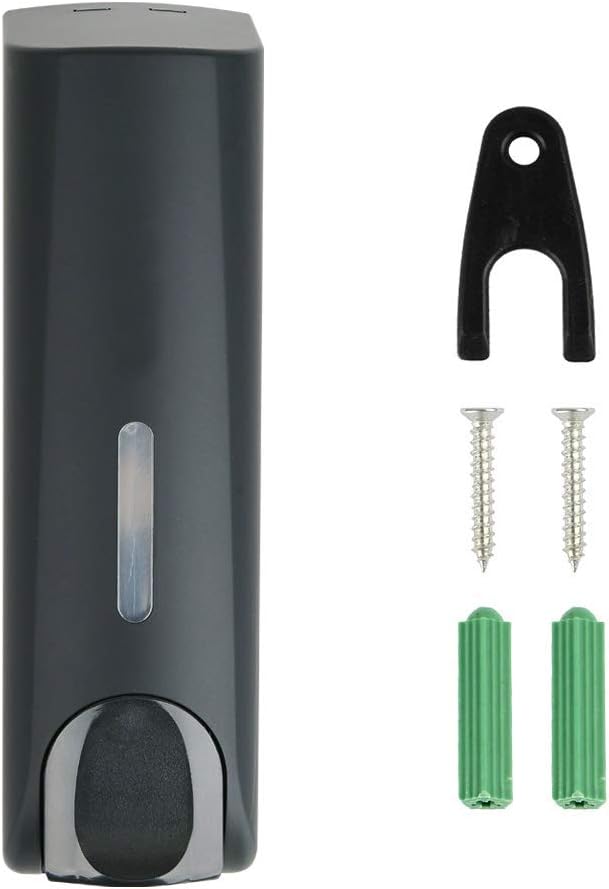 Shampoo and Conditioner Dispenser, No Drill Wall Mounted Shower Dispenser, Black, Single Chamber, 350ml