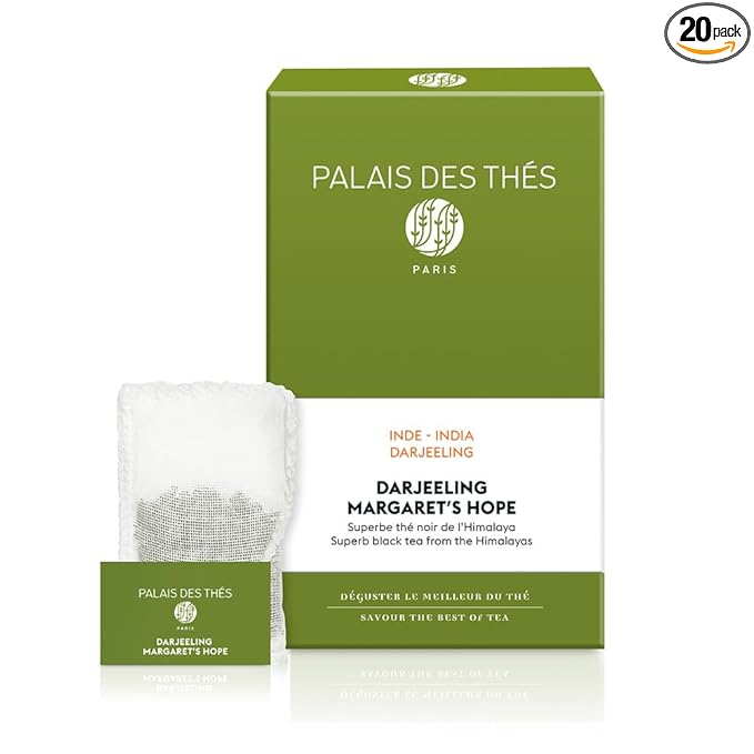 Palais des Thés - Darjeeling Margaret's Hope - Indian Black Tea - Premium Tea Bags, Serves 20 Cups