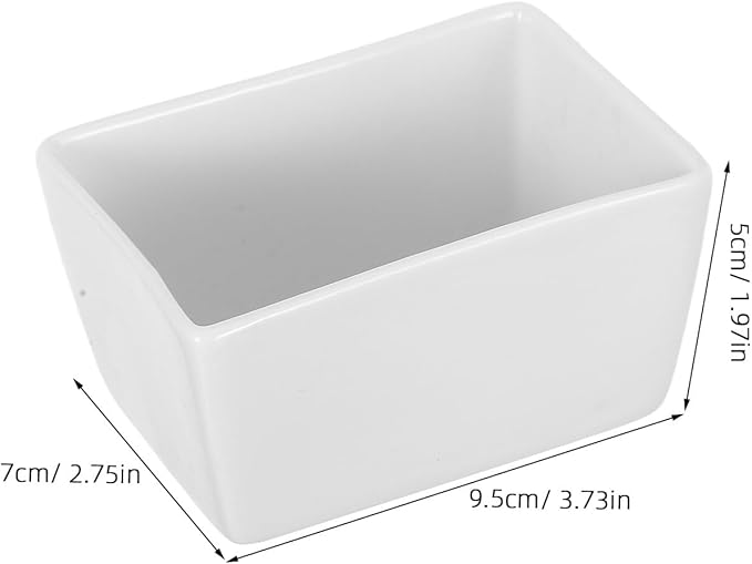 Rectangular Ceramic Sugar Holder and Sugar Cube Container 170Ml White Porcelain for Coffee Station and Kitchen 2Pcs Set