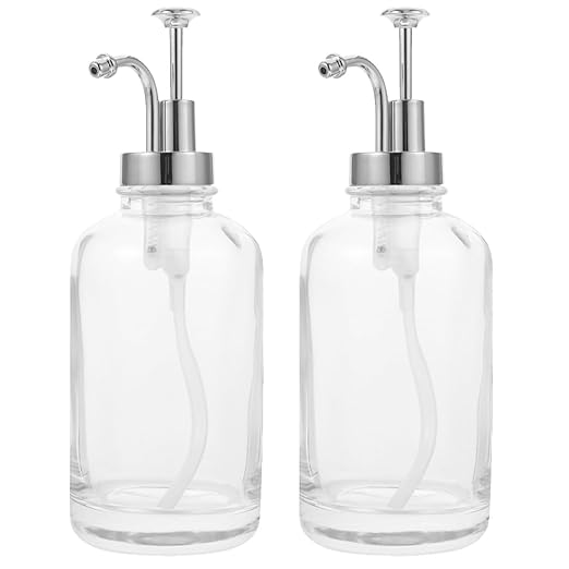 MUSISALY 2pcs Glass Syrup Pump Dispenser Bottles with Silver Pump Glass Coffee Syrup Pourer for Kitchen and Coffee Bar Multipurpose Condiment Dispensers Jam Honey