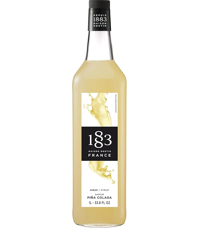 1883 Piña Colada Syrup for Drinks, Made in France, 1 Liter Glass Bottle