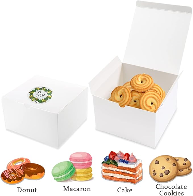 Frantis White 24 Pack 3x3x3 inch Small Gift Box with Lids for Party Gift Boxes, Ornament Boxes, Christmas Gift Boxes, Wedding Boxes Easy to Assemble Gift Box with 24 Thank You Stickers