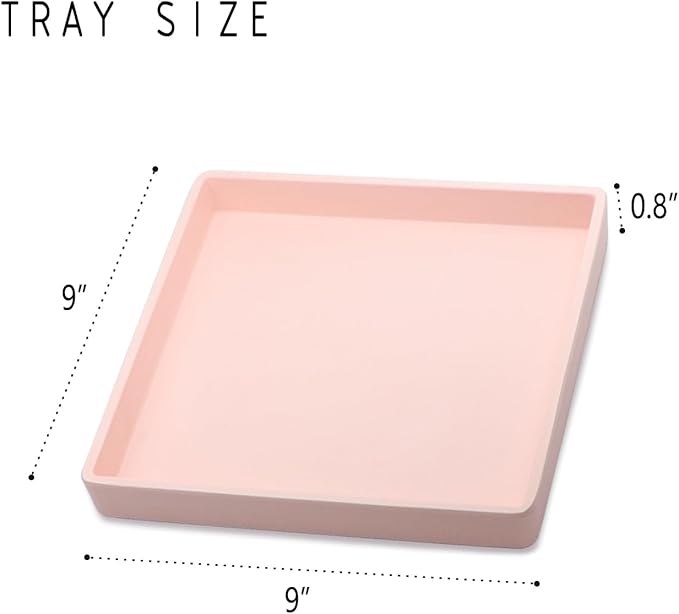 Small Square Serving Tray (9 inch), Durable Pink Tray for Desserts & Organization, Lightweight for Coffee, Drinks, Party, Seasoning, Perfume and Display.