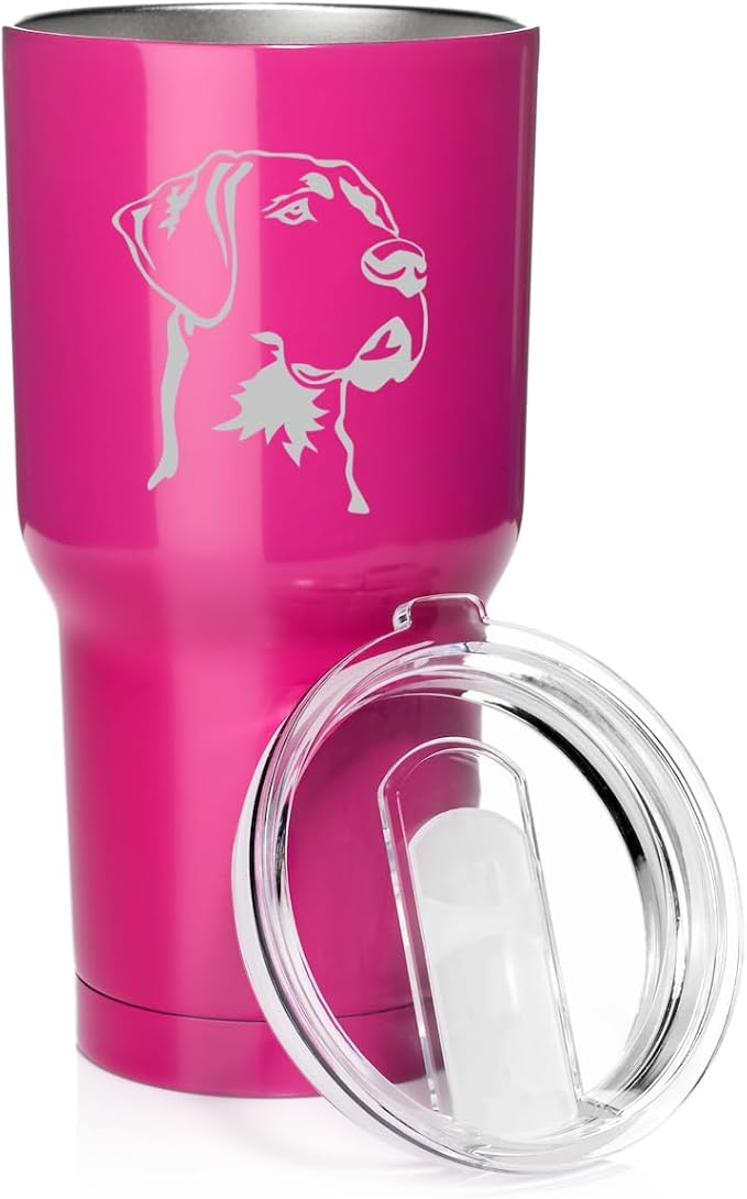 Smooth Body Tumbler Stainless Steel Vacuum Insulated Travel Mug Cup Gift Great Dane Face (Hot Pink, 30 oz)