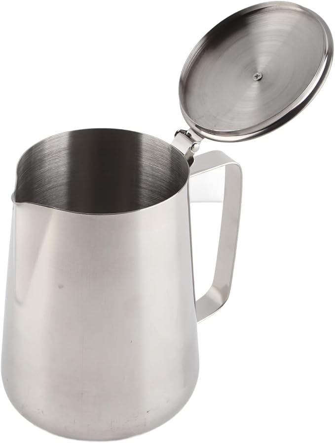 Stainless Steel Coffee Cup Mug Milk Frothing Pitcher Jug with Lid for Latte Coffee Art Stainless Steel Milk Jug Latte Art Frothing Pitcher Latte Coffee (2000ml) Creamers