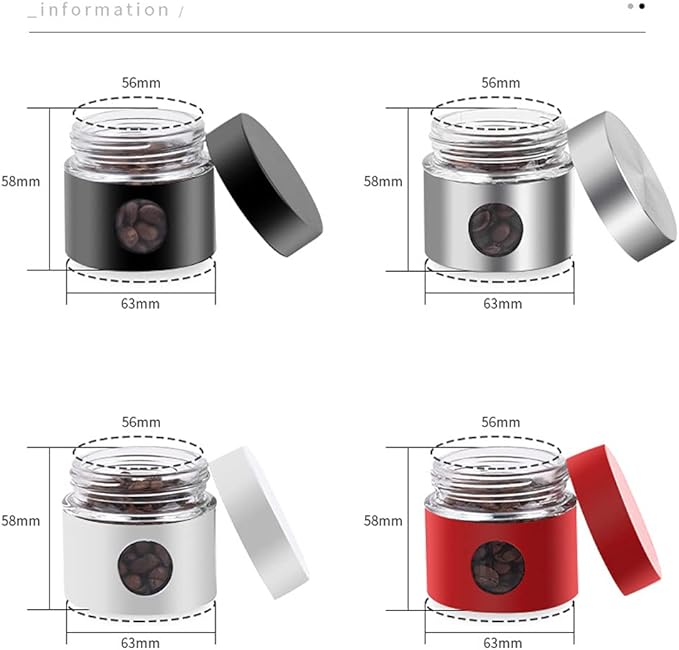 Coffee Canister Travel Jar, Mini Airtight Stainless Steel and Glass Food Storage Container Great for Coffee Bean and Coffee Grounds - Black, 1.4 OZ