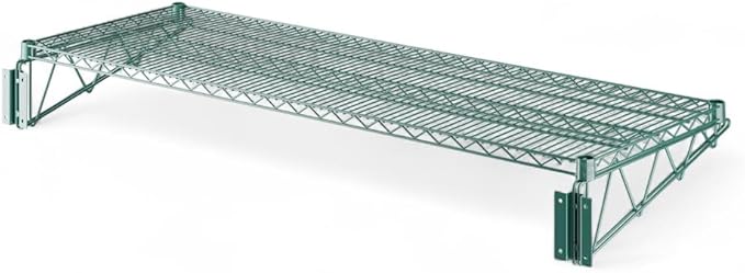 18" x 60" Green Wall-Mounted Wire Shelf with Epoxy Coating, Heavy-Duty Steel Storage Rack, NSF Certified, Easy Installation, Open Wire Design for Kitchen, Garage, or Utility Storage
