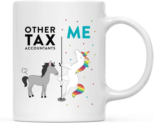 Andaz Press Funny Quirky 11oz. Ceramic Coffee Tea Mug Thank You Gift, Other Tax Accountants Me, Horse Unicorn, 1-Pack
